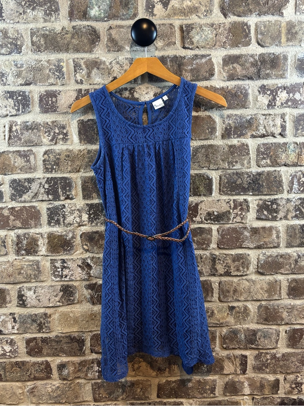 Mudd Dusty Blue Sleeveless Lace Belted Mini Dress Girls Sz 14